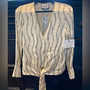 Alexis Dulcie tie blouse with chain motif